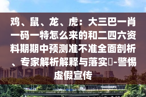 鸡、鼠、龙、虎：大三巴一肖一码一特怎么来的和二四六资料期期中预测准不准全面剖析、专家解析解释与落实​-警惕虚假宣传